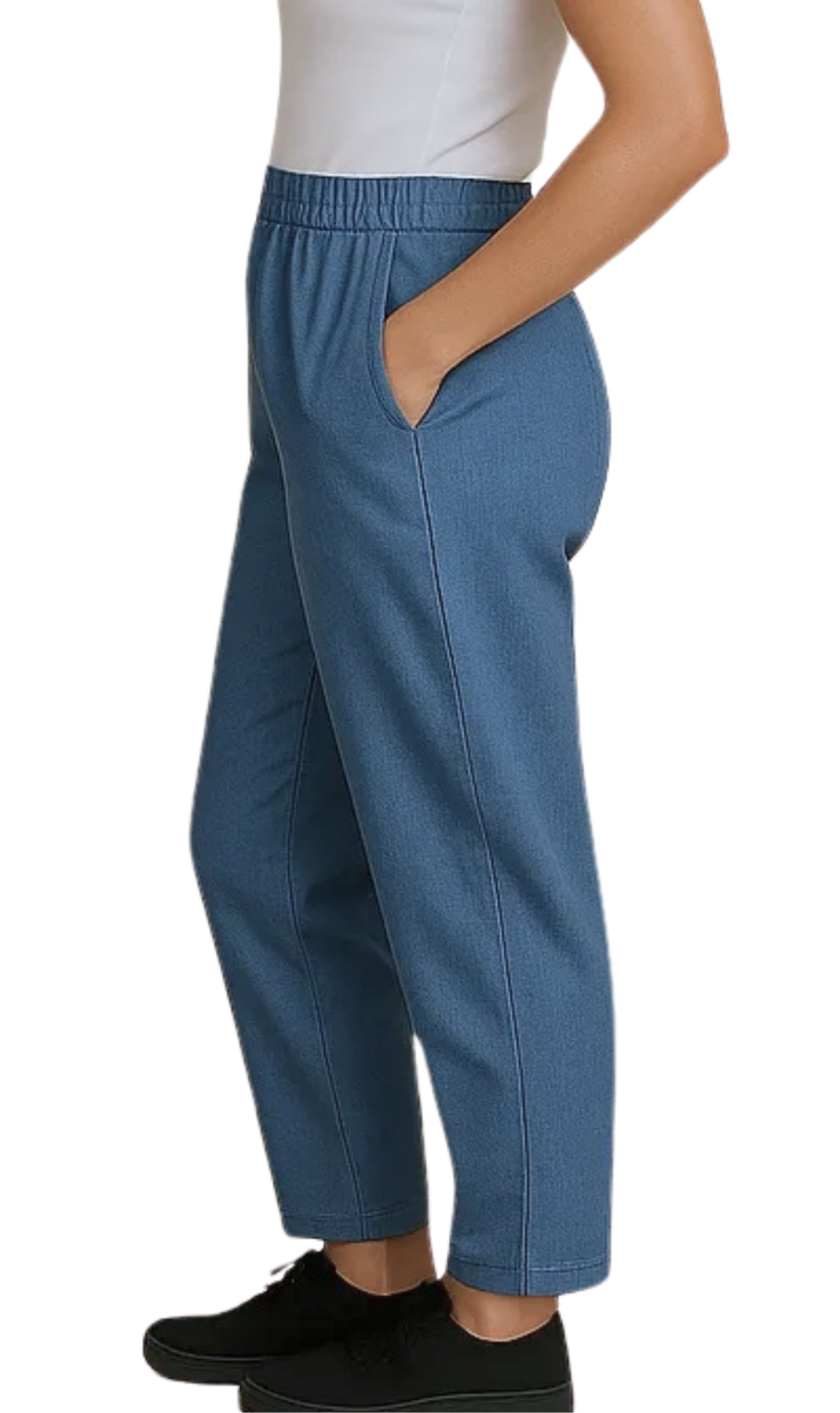 Women's Elastic Waist Pull On Denim Jeans - Soft & Lightweight with a bit Stretch