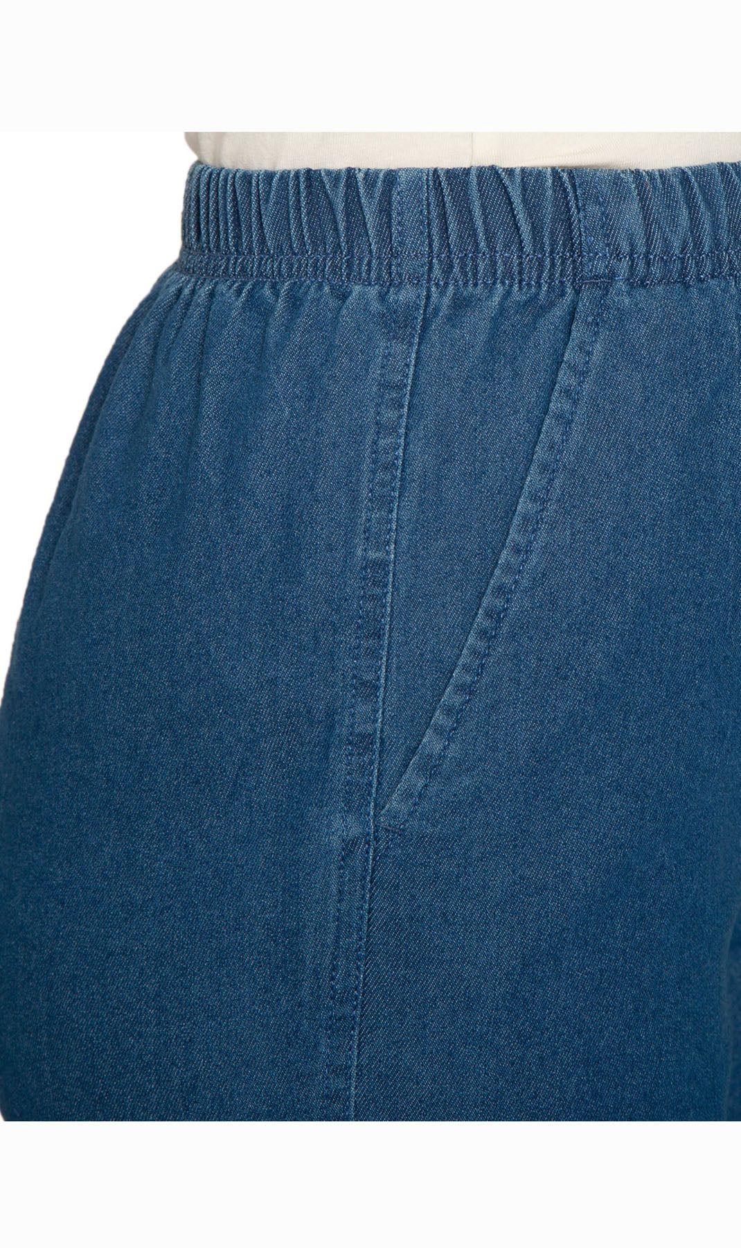 Women's Pull On Denim & Twill Shorts with stretch waist - No zipper or buttons