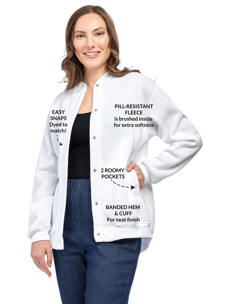 Womens Snap Up Jacket - Soft, Fleecy Lining for Three-Season Comfort