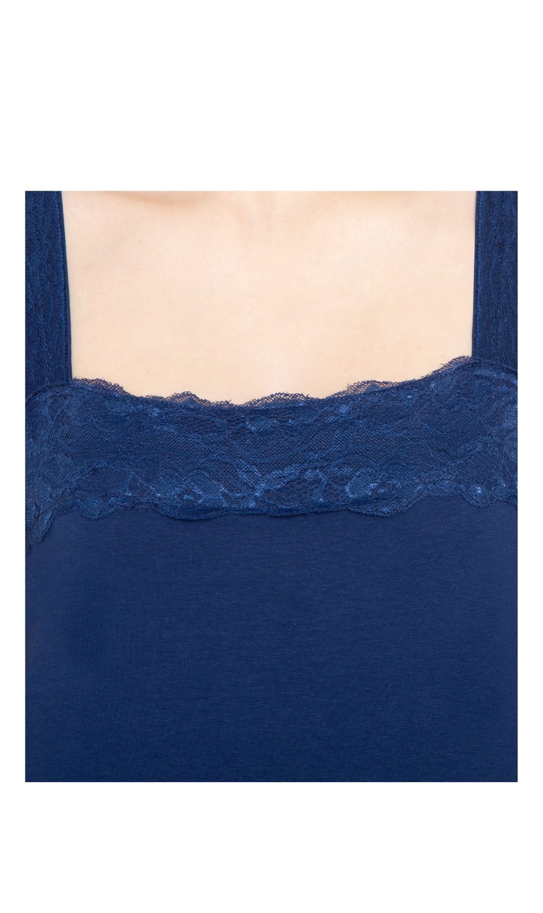 Women's Lacey Trim Cotton Blend Tank Top