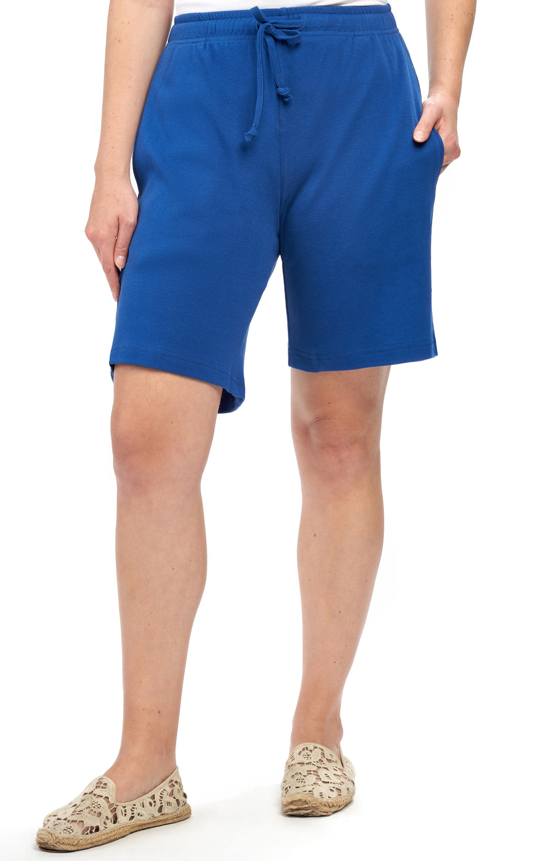 Women's Interlock Knit cotton Shorts with Elastic Waist and Adjustable Drawstring